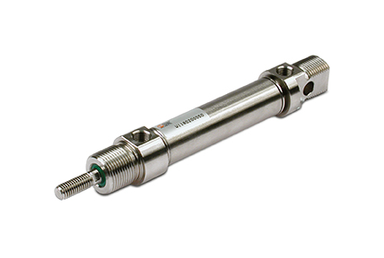 Edelstahlzylinder ISO 6432, Durchmesser von 16 bis 25 mm.